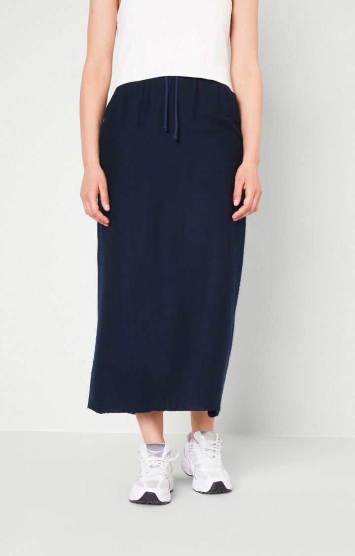 american vintage Jupe femme Vimbow - NAVY CHINE Midi Bleu - H20