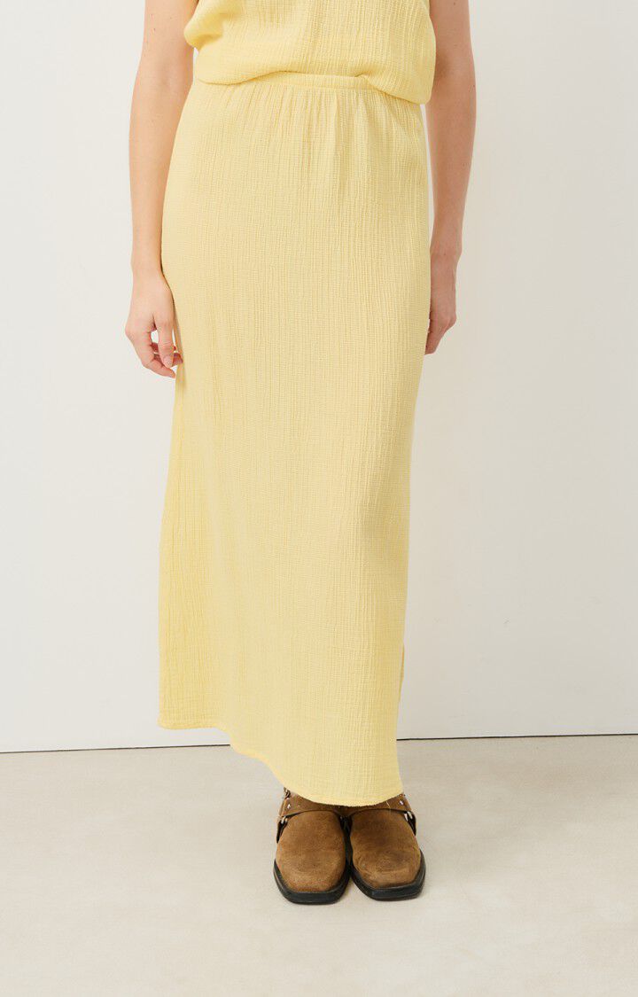 american vintage Jupe femme Welow - ILE FLOTTANTE Longue Jaune - E23