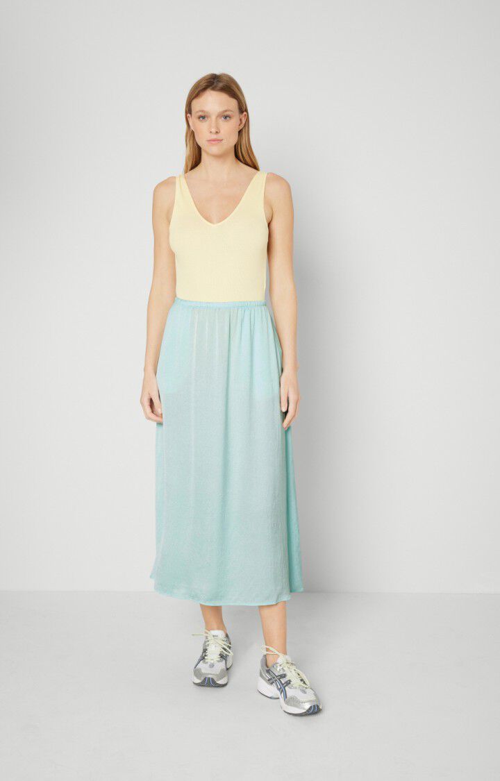 American Vintage Jupe Femme Widland - BABY BLUE Midi Bleu - E22