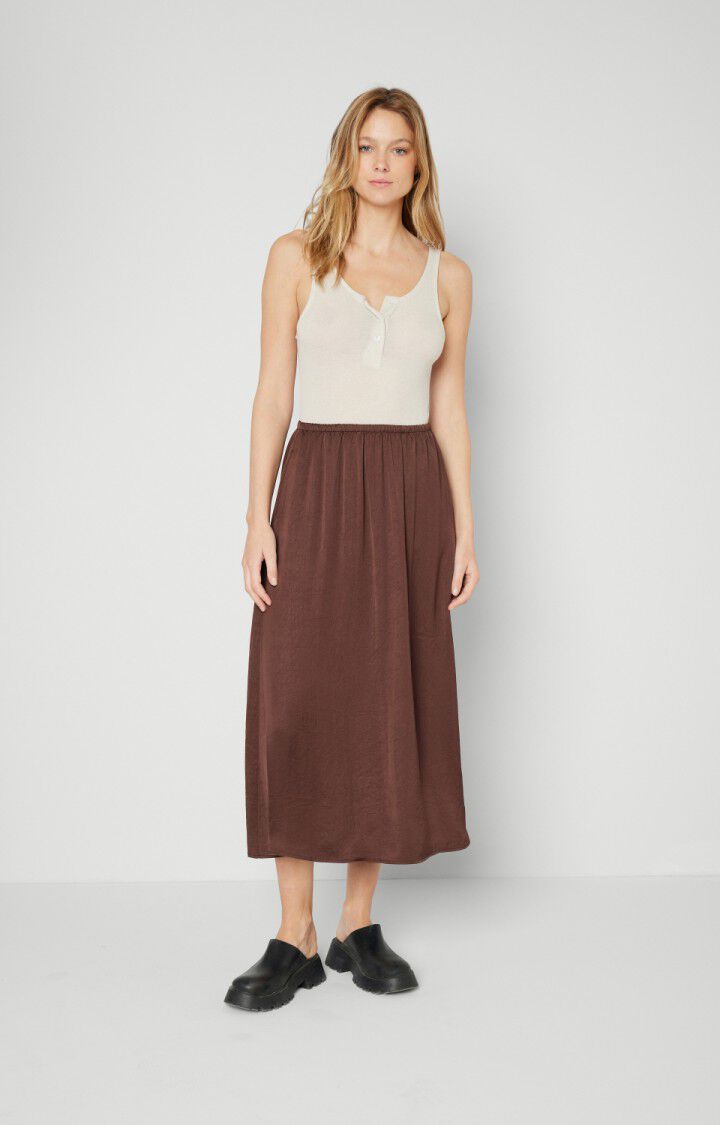 American Vintage Jupe Femme Widland - CHOCOLAT Midi Marron - H21