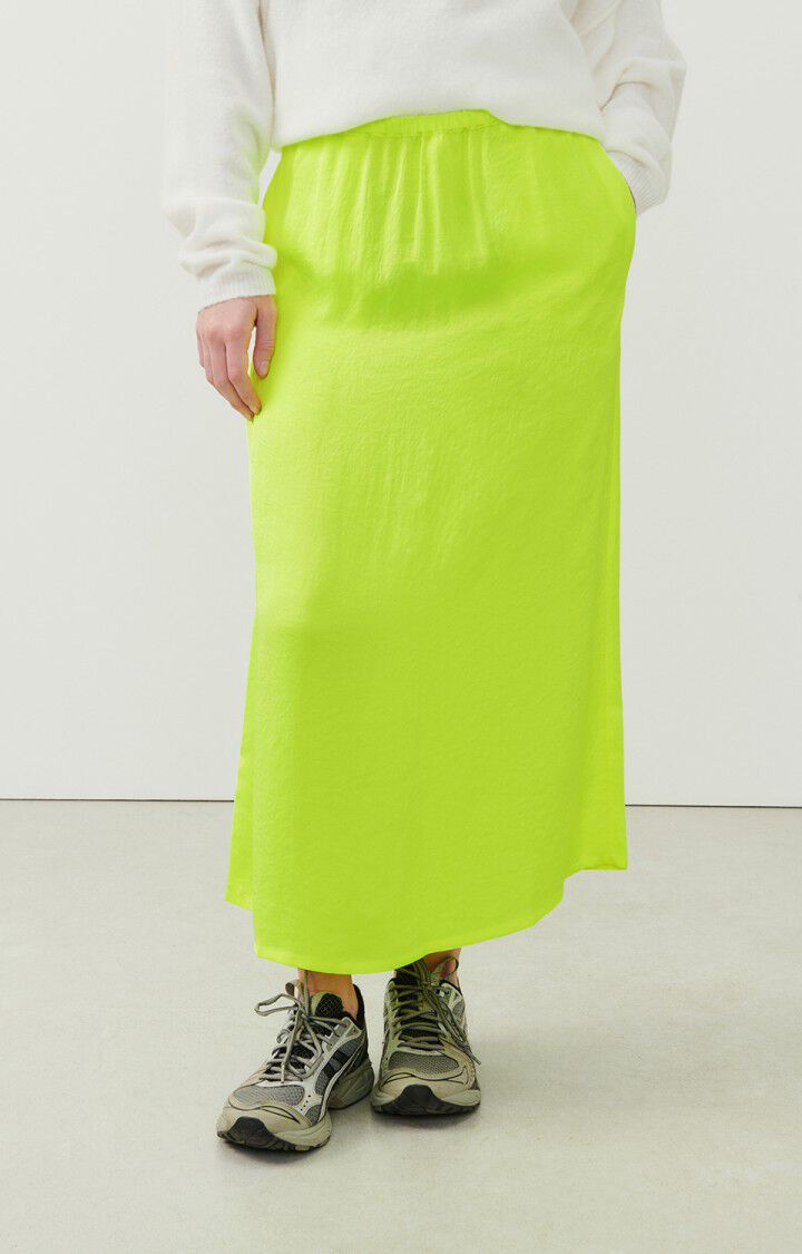 american vintage Jupe femme Widland - JAUNE FLUO Midi Jaune - E24