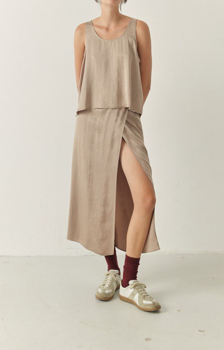 american vintage Jupe femme Widland - TAUPE Midi Marron - H22