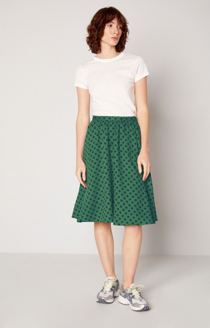 American Vintage Jupe Femme Yayowood - LARGE POIS VERT Trapèze Vert - H18
