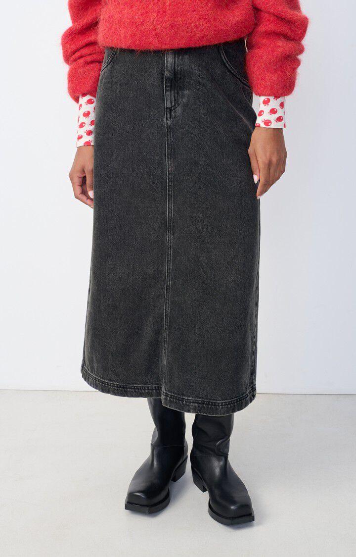 american vintage Jupe femme Yopday - BLACK POIVRE ET SEL Midi Noir - E25