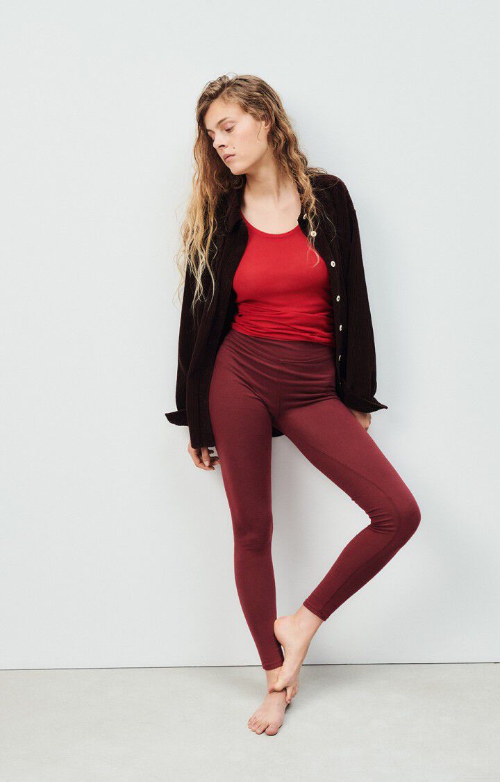 american vintage Legging femme Ypawood - BAIE CHINE Rouge - H24