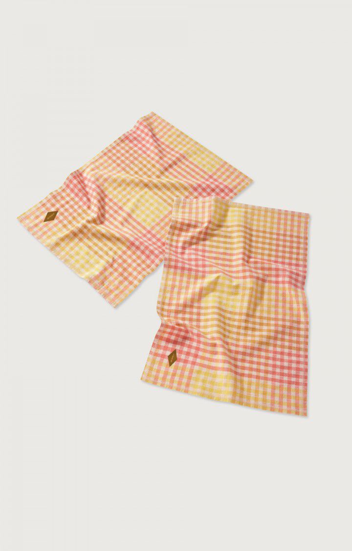 american vintage Lot de torchons Revack - CARREAUX SUNSET Blanc - E23