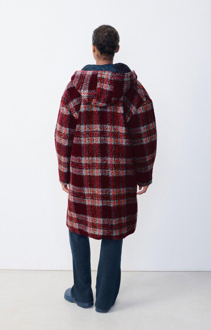 American Vintage Manteau Femme Agobridge - TARTAN LIE DE VIN 52 Manches Longues Rouge - H23