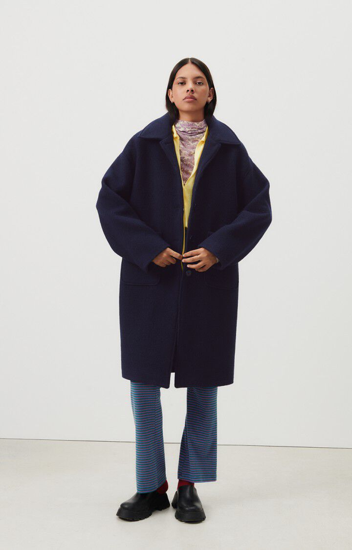 american vintage Manteau femme Bazybay - NAVY 50 Manches longues Bleu - H23