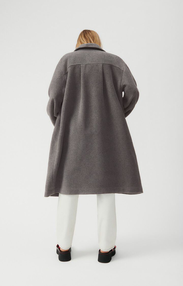 American Vintage Manteau Femme Bydrock - ANTHRACITE CHINE 50 Manches Longues Noir - E23