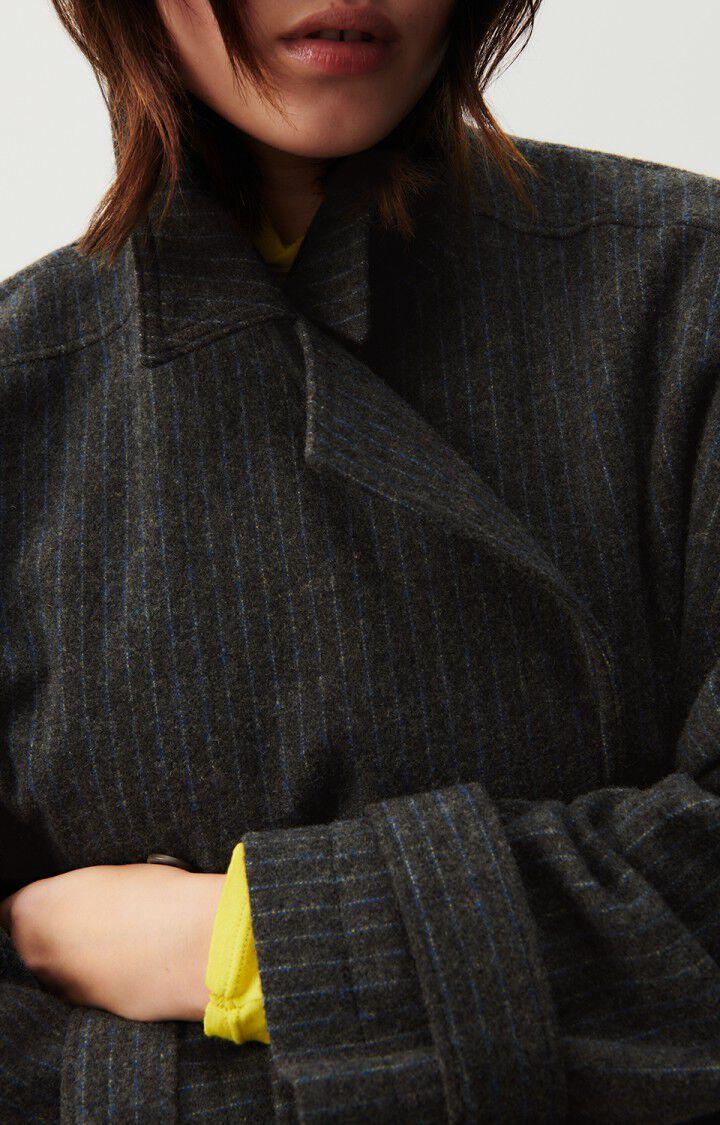 American Vintage Manteau Femme Dopabay - RAYURES GRISES ET BLEUES 52 Manches Longues Bleu - H23