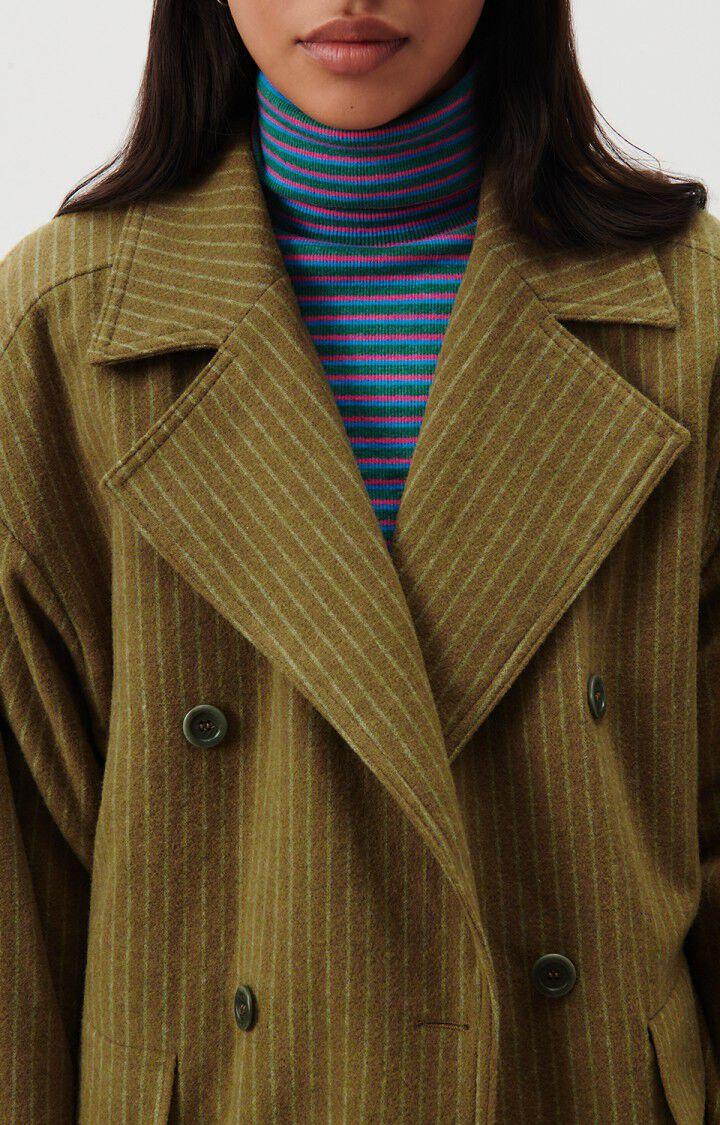 American Vintage Manteau Femme Dopabay - RAYURES KAKI ET BLEUES 52 Manches Longues Marron - H23