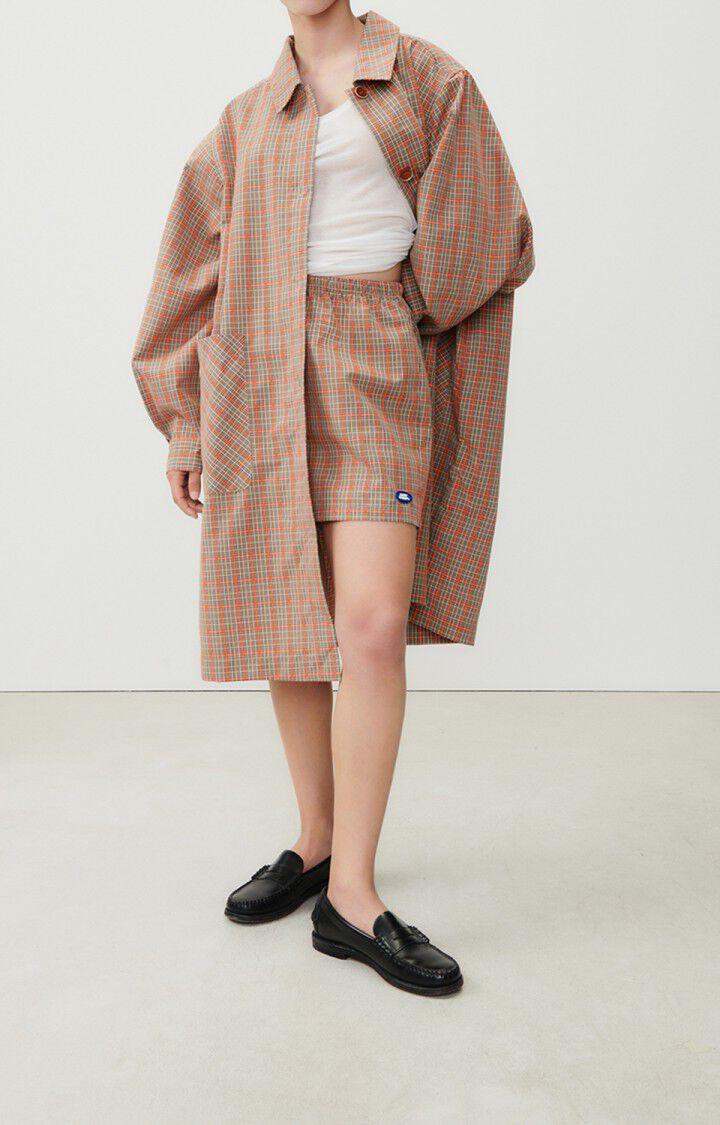 American Vintage Manteau Femme Etiz - PRINCE DE GALLES ORANGE 58 Manches Longues Marron - E23