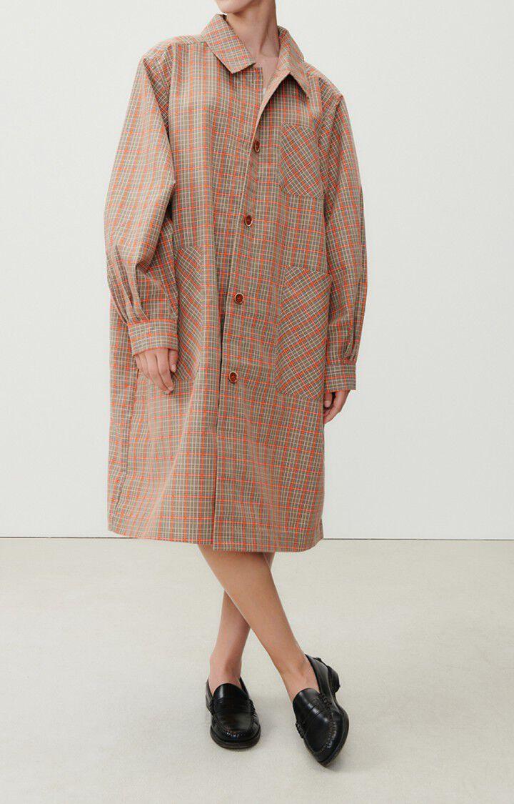 american vintage Manteau femme Etiz - PRINCE DE GALLES ORANGE 58 Manches longues Marron - E23