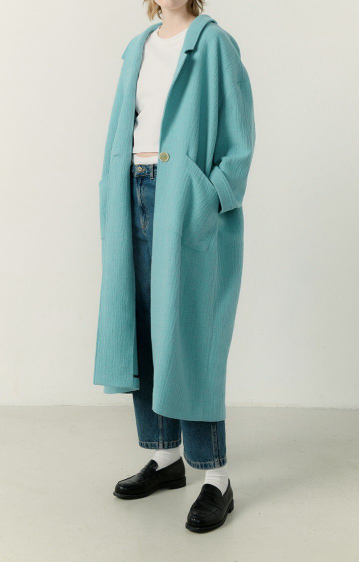 American Vintage Manteau Femme Fykow - GRISAILLE 59 Manches Longues Bleu - E23