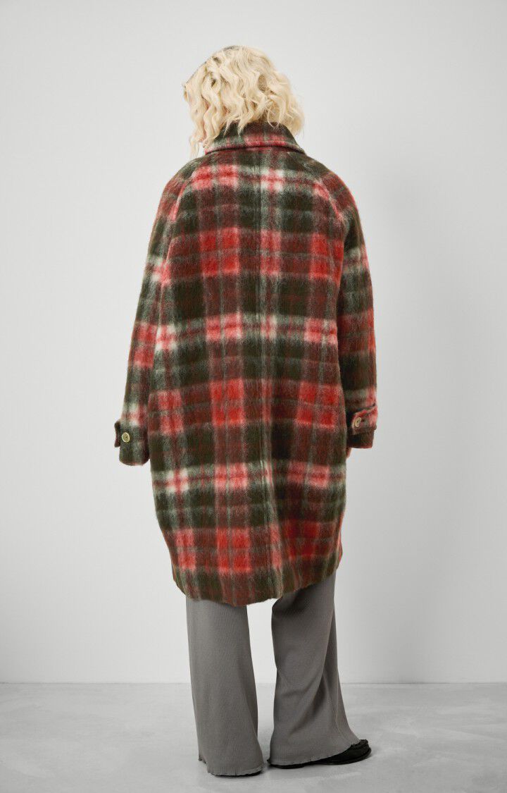 American Vintage Manteau Femme Geomark - KAKI TARTAN Manches Longues Rouge - H22