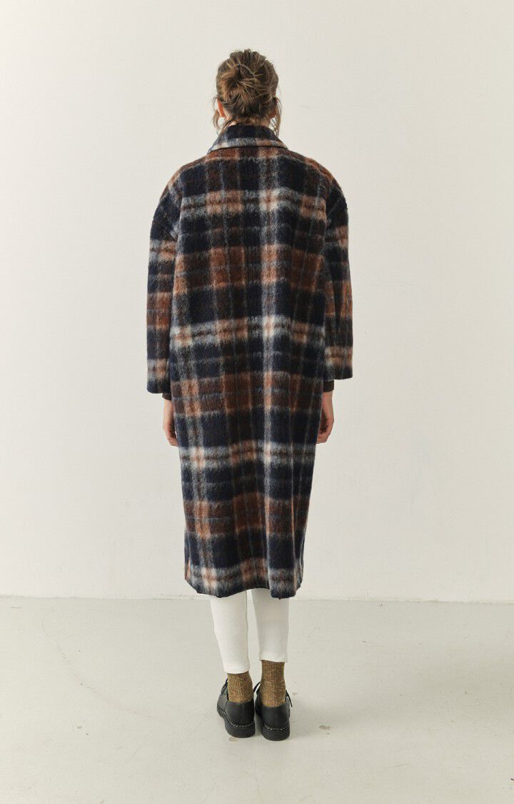American Vintage Manteau Femme Geomark - NAVY TARTAN 48 Manches Longues Bleu - H22