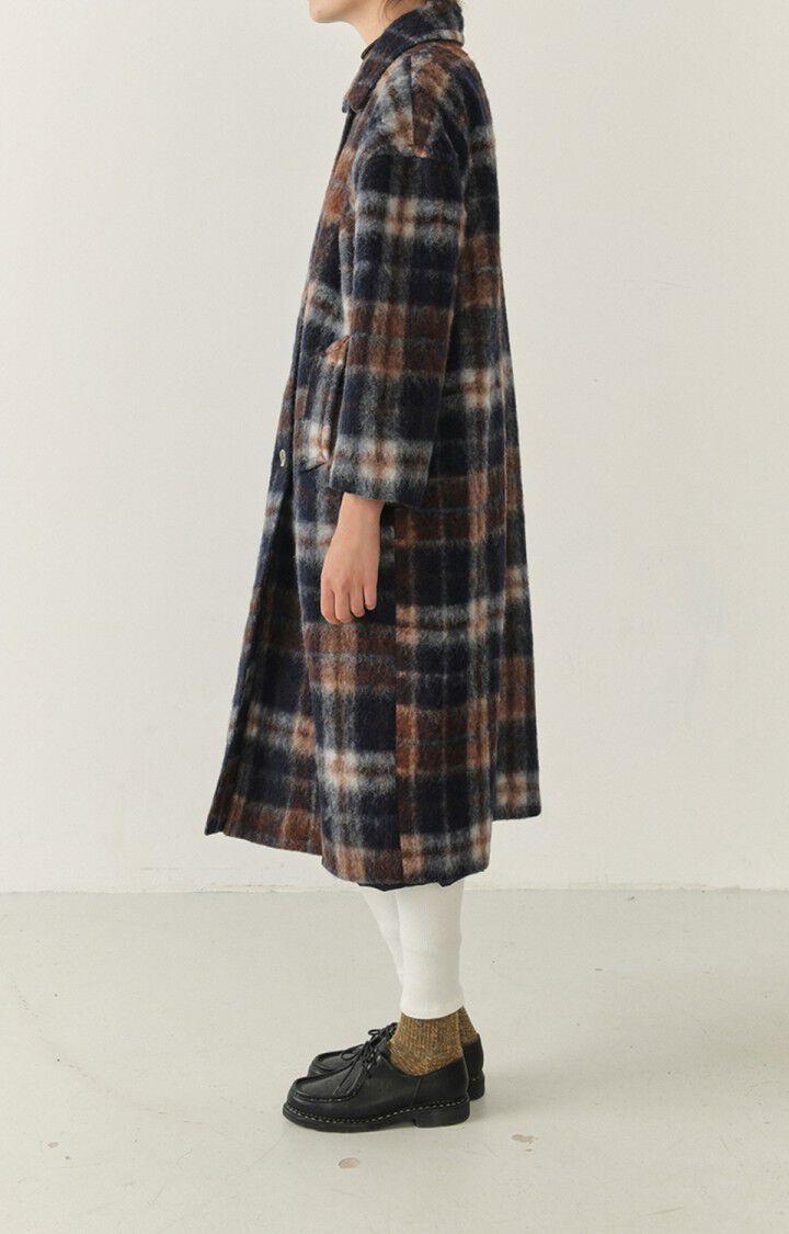 American Vintage Manteau Femme Geomark - NAVY TARTAN 48 Manches Longues Bleu - H22