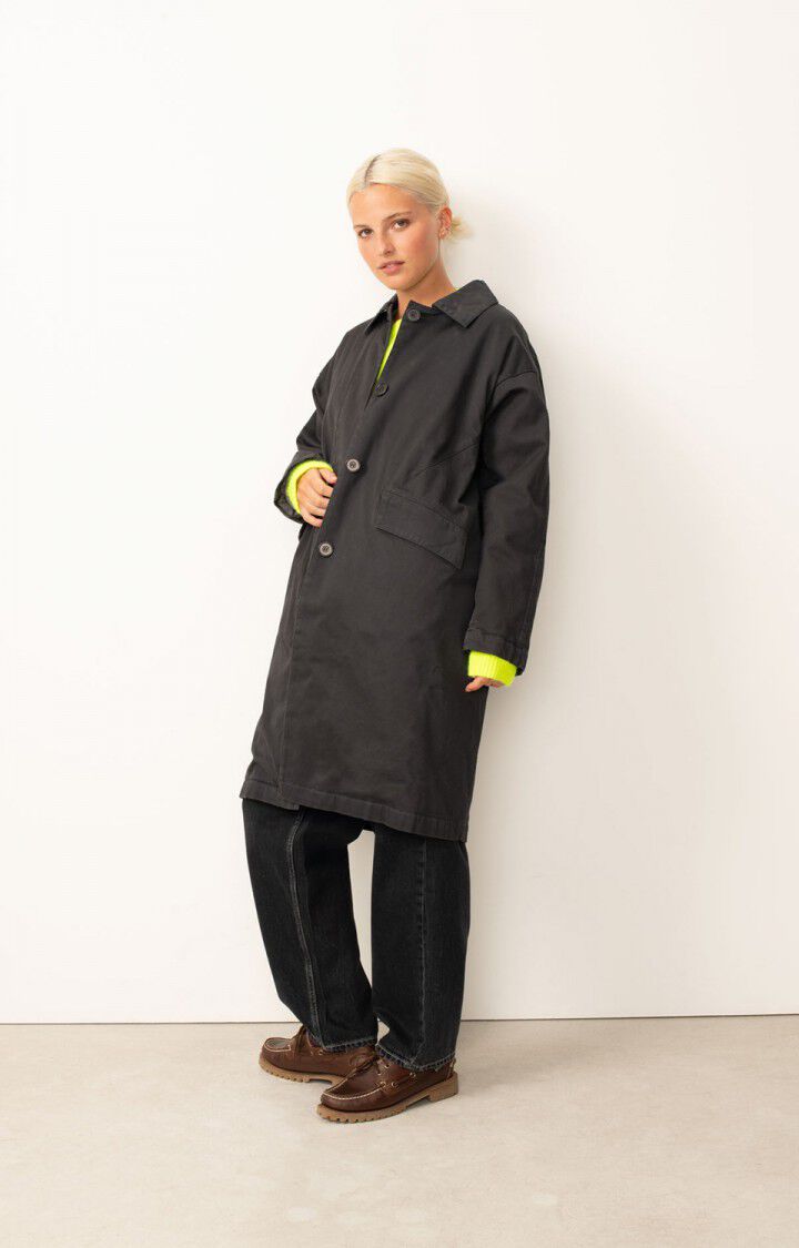 American Vintage Manteau Femme Izatown - CARBONE 53 Manches Longues Noir - H24