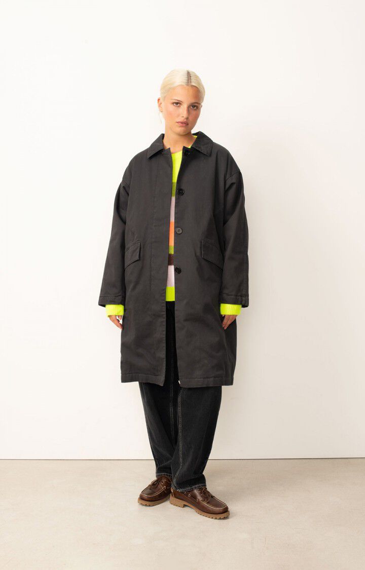 american vintage Manteau femme Izatown - CARBONE 53 Manches longues Noir - H24