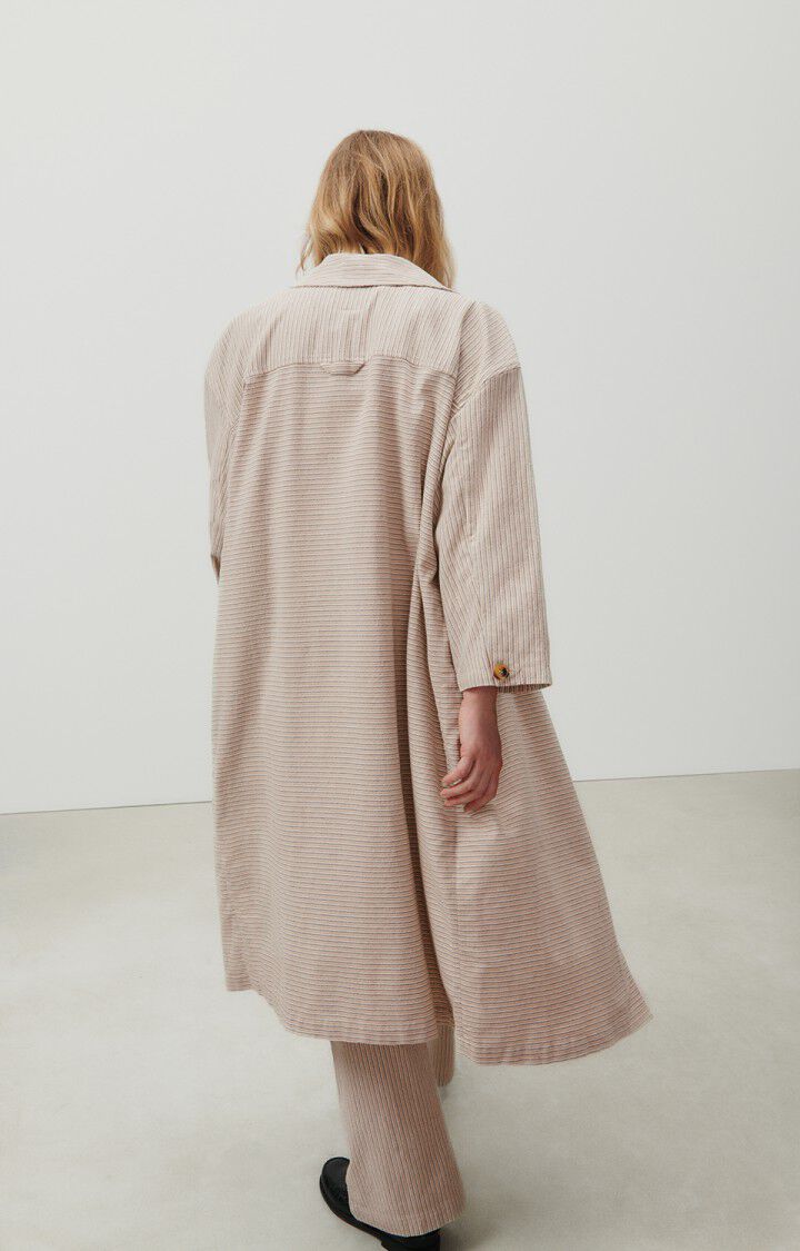American Vintage Manteau Femme Kybood - RAYURES BEIGES Manches Longues Beige - E23