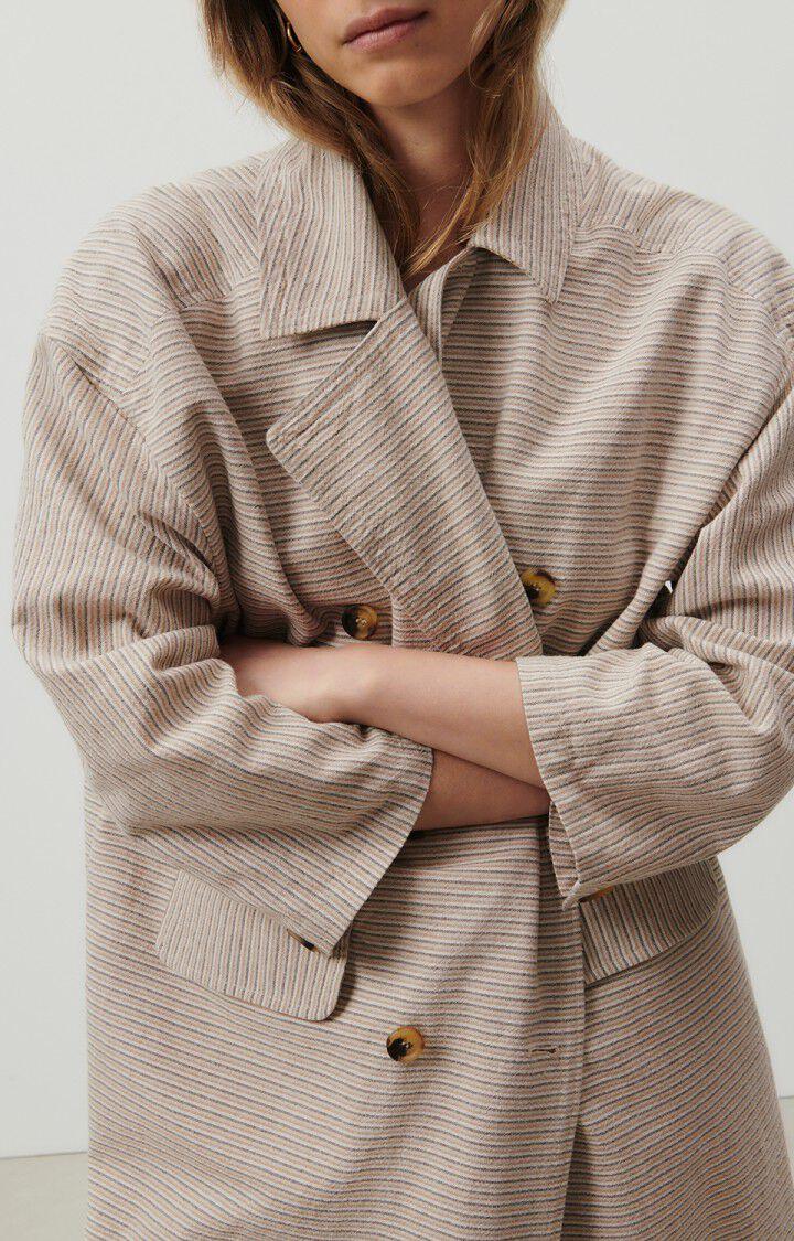 American Vintage Manteau Femme Kybood - RAYURES BEIGES Manches Longues Beige - E23