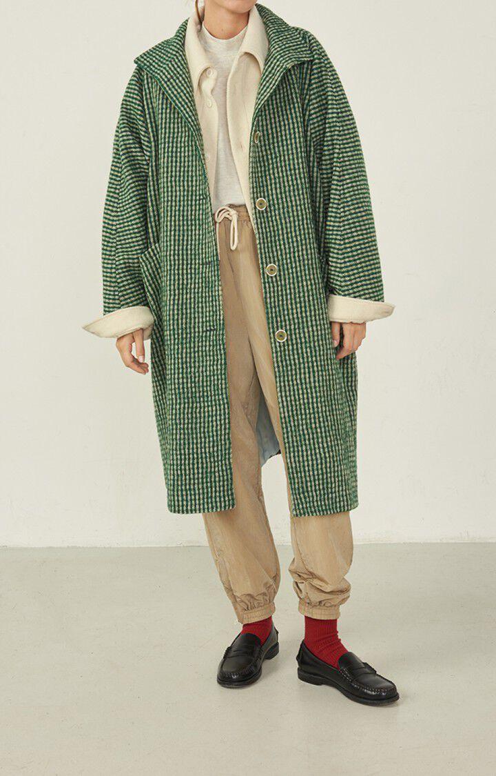 American Vintage Manteau Femme Nanbay - CARREAUX PELOUSE 65 Manches Longues Vert - E23