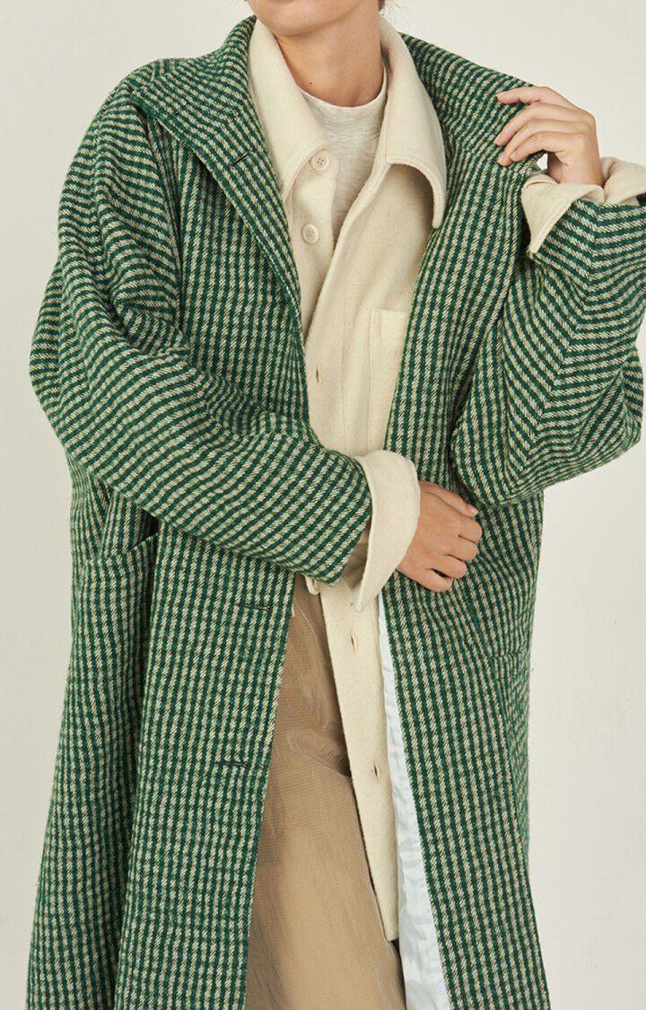 american vintage Manteau femme Nanbay - CARREAUX PELOUSE 65 Manches longues Vert - E23