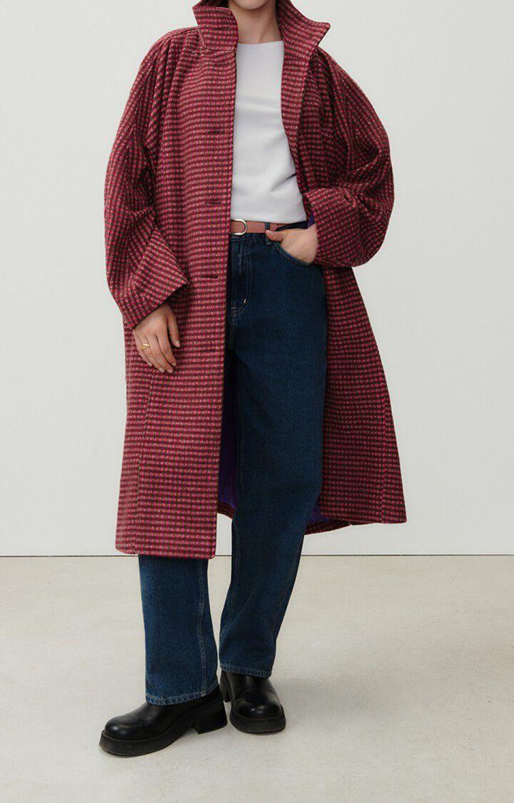 american vintage Manteau femme Nanbay - CARREAUX TENDRESSE 65 Manches longues Rose - E23