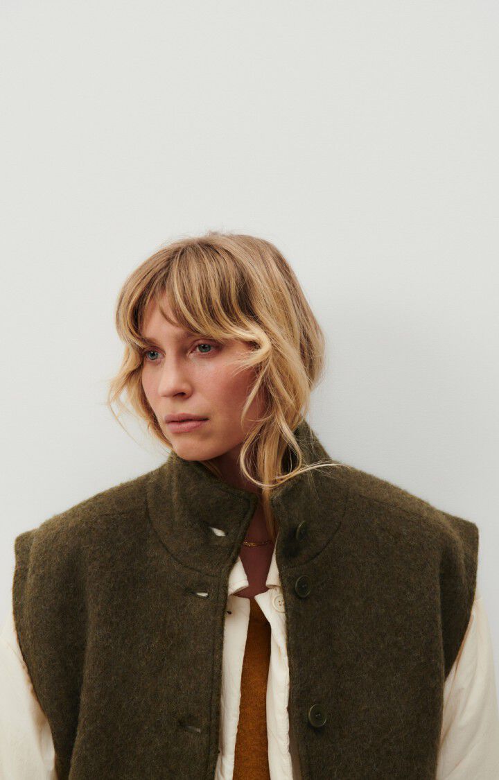 American Vintage Manteau Femme Roly - ASPERGE CHINE 0 Sans Manches Vert - H23