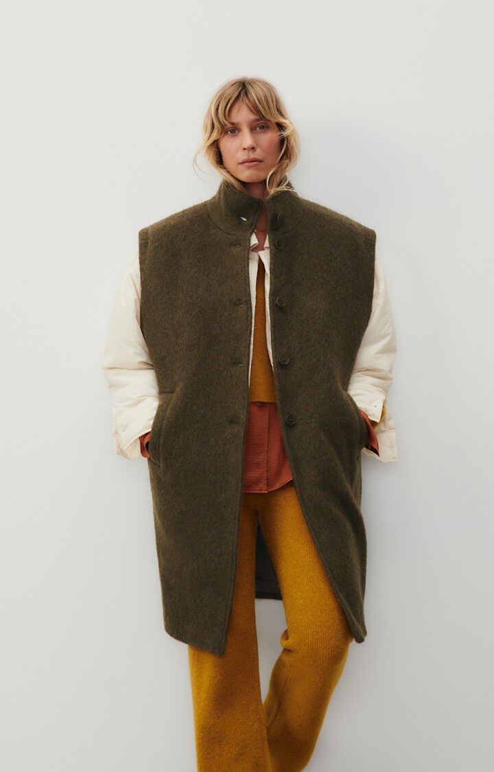 american vintage Manteau femme Roly - ASPERGE CHINE 0 Sans manches Vert - H23