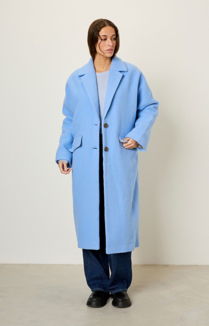 american vintage Manteau femme Zefir - LAGON Manches longues Bleu - E22
