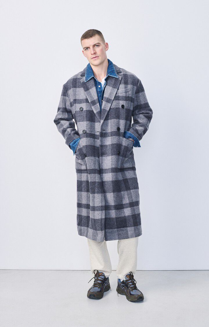 american vintage Manteau homme Lidoroad - CARREAUX GRIS Manches longues Gris - H22