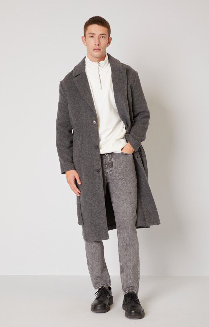 American Vintage Manteau Homme Rikita - ANTHRACITE CHINE Manches Longues Gris - H21