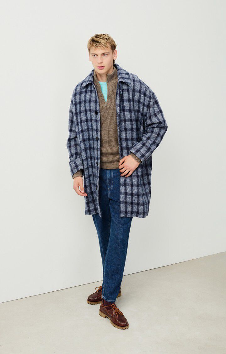 American Vintage Manteau Homme Tursburg - TARTAN MARITIME 57 Manches Longues Bleu - H24