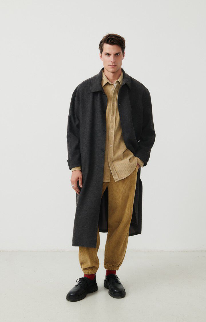 American Vintage Manteau Homme Weftown - ANTHRACITE CHINE 58 Manches Longues Gris - E24