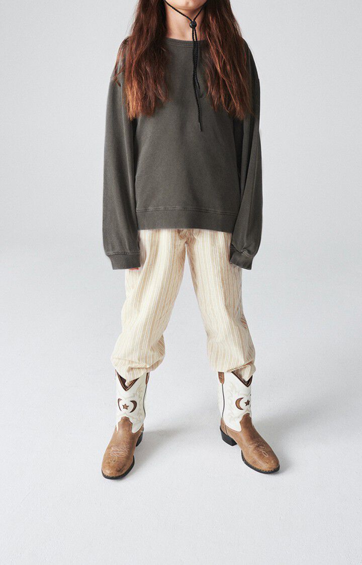 american vintage Pantalon enfant Odurock - RAYURES SABLE Blanc - E23
