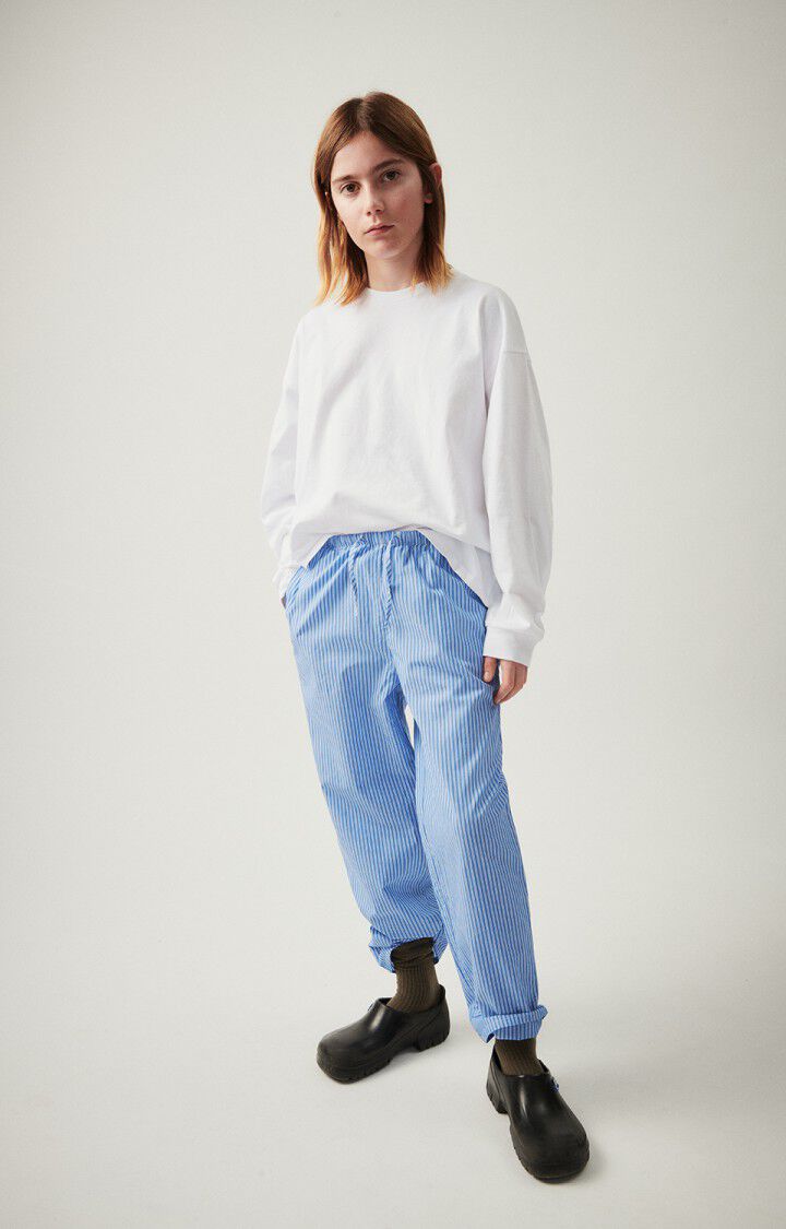 American Vintage Pantalon Enfant Zatybay - RAYURES AQUA Bleu - E25