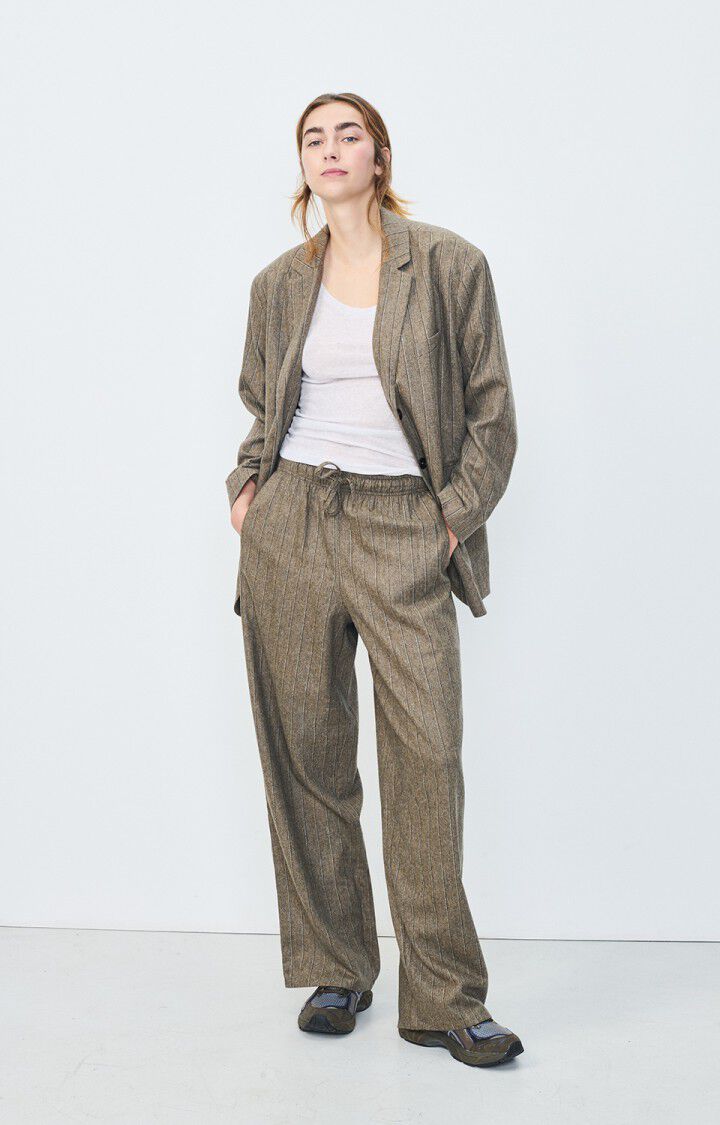 American Vintage Pantalon Femme Dirow - RAYURES TAUPE Marron - E25
