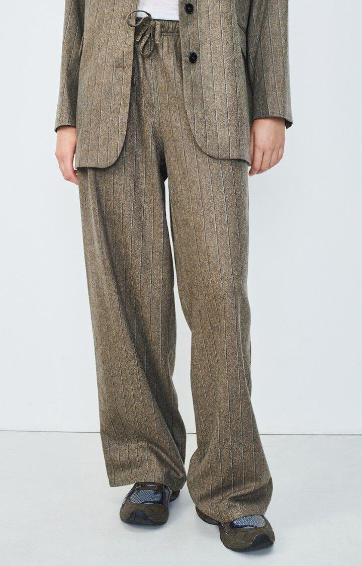 american vintage Pantalon femme Dirow - RAYURES TAUPE Marron - E25