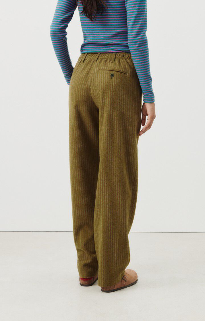 American Vintage Pantalon Femme Dopabay - RAYURES KAKI ET BLEUES Marron - H23