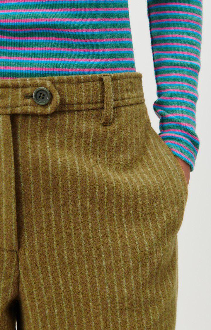 American Vintage Pantalon Femme Dopabay - RAYURES KAKI ET BLEUES Marron - H23