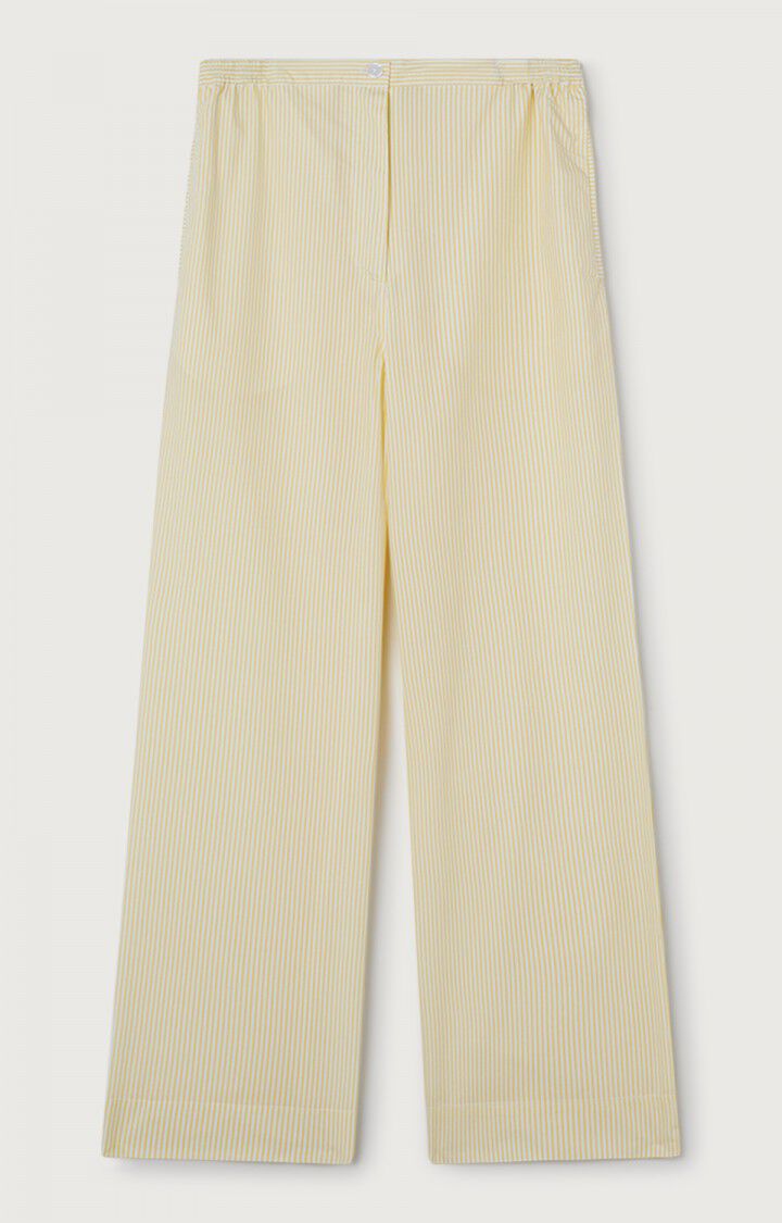 american vintage Pantalon femme Eliabay - RAYURES JAUNES Blanc - E22B