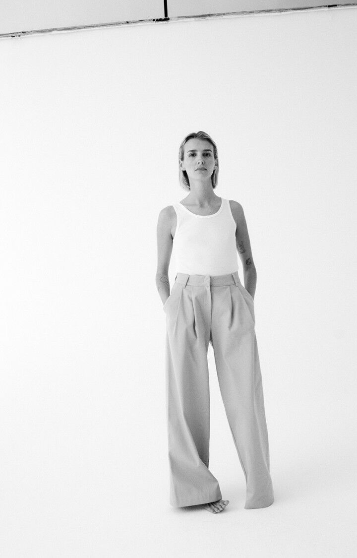 american vintage Pantalon femme Gozzy - SESAME Beige - E25