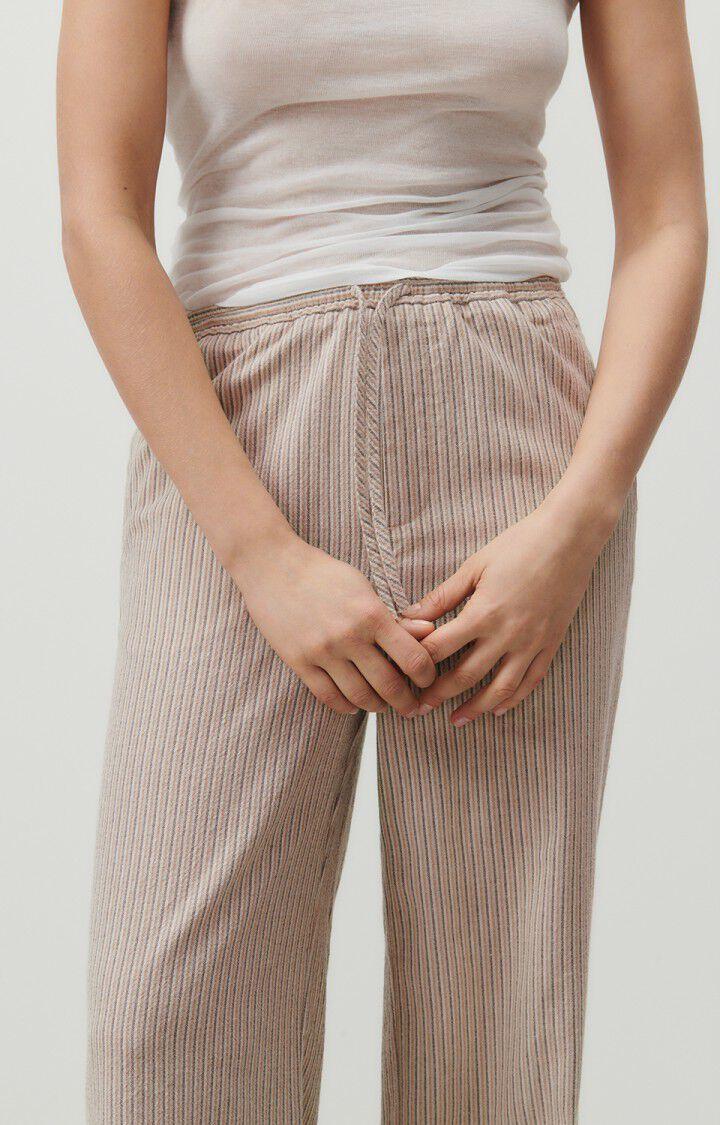 American Vintage Pantalon Femme Kybood - RAYURES BEIGES Beige - E23