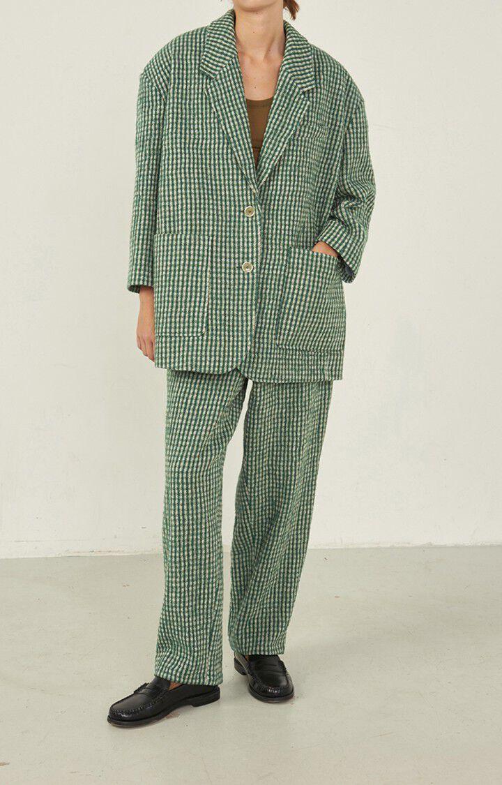 american vintage Pantalon femme Nanbay - CARREAUX PELOUSE Vert - E23