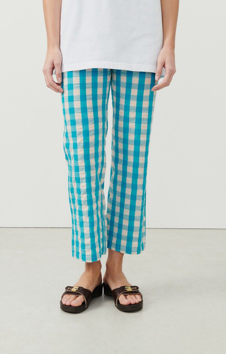 american vintage Pantalon femme Naroz - VICHY AQUATIQUE Bleu - E24