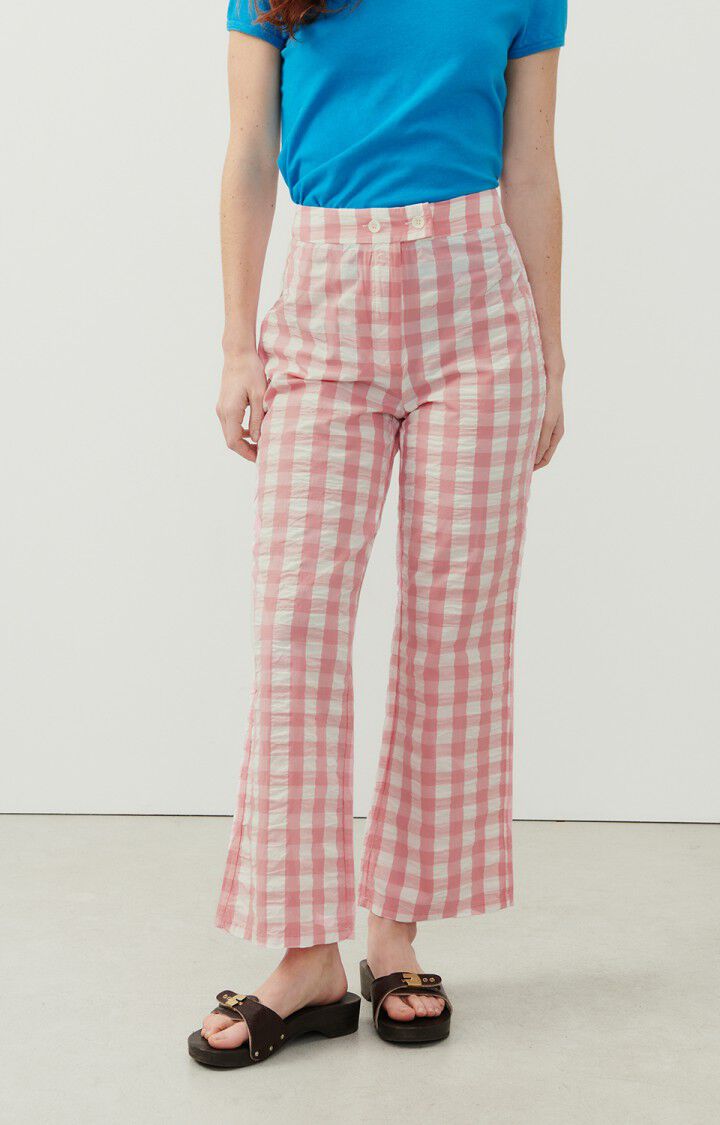 american vintage Pantalon femme Naroz - VICHY BONBON Rose - E24