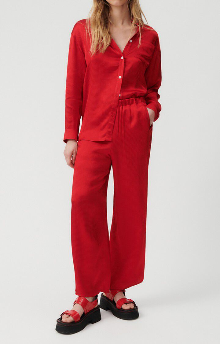 American Vintage Pantalon Femme Shaning - COCCINELLE Rouge - E23