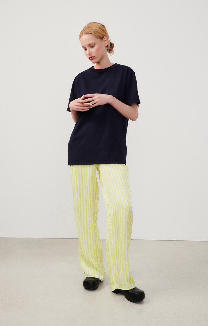 American Vintage Pantalon Femme Shaning - RAYURES JAUNES FLUO Jaune - E24