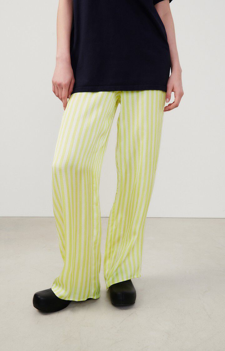 american vintage Pantalon femme Shaning - RAYURES JAUNES FLUO Jaune - E24